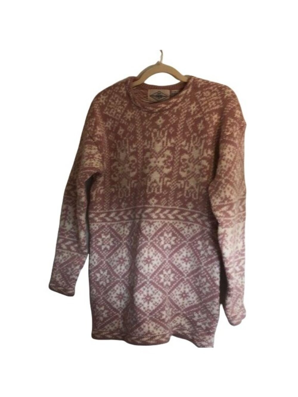 B.Moss Womens Nordic Pattern Sweater Size S Pink & White 100% Acrylic